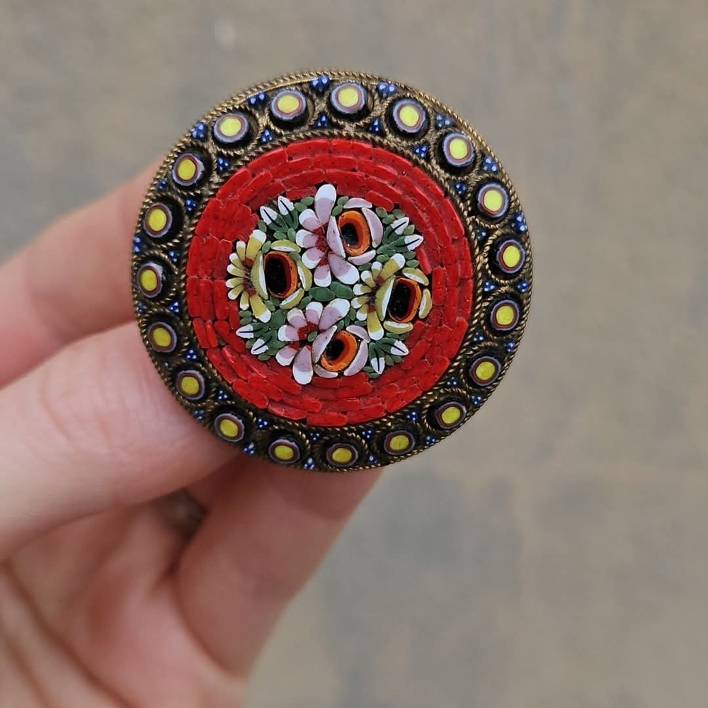 Vintage Mosaic Floral Brooch